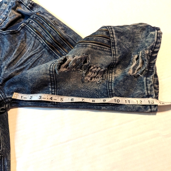M. Society Denim Shorts Zippers Street Distressed Size 30 - Picture 5 of 7
